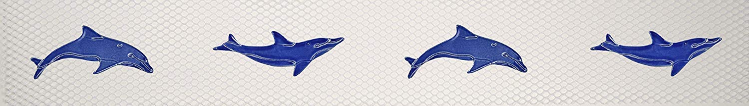 Artistry in Mosaics Dolphins Step Markers Ceramic Swimming Pool Mosaic (3" x 24", Blue)