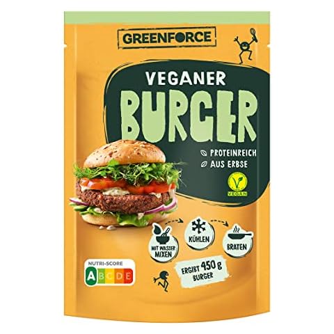 Veganer Fleischersatz von GREENFORCE | pflanzliches Burger Pulver perfekt zum Grillen, anbraten und für Parties | Proteinreich, Glutenfrei & Vegan aus Erbsen | nachhaltige Erbsenprotein Burgerpatties Cover
