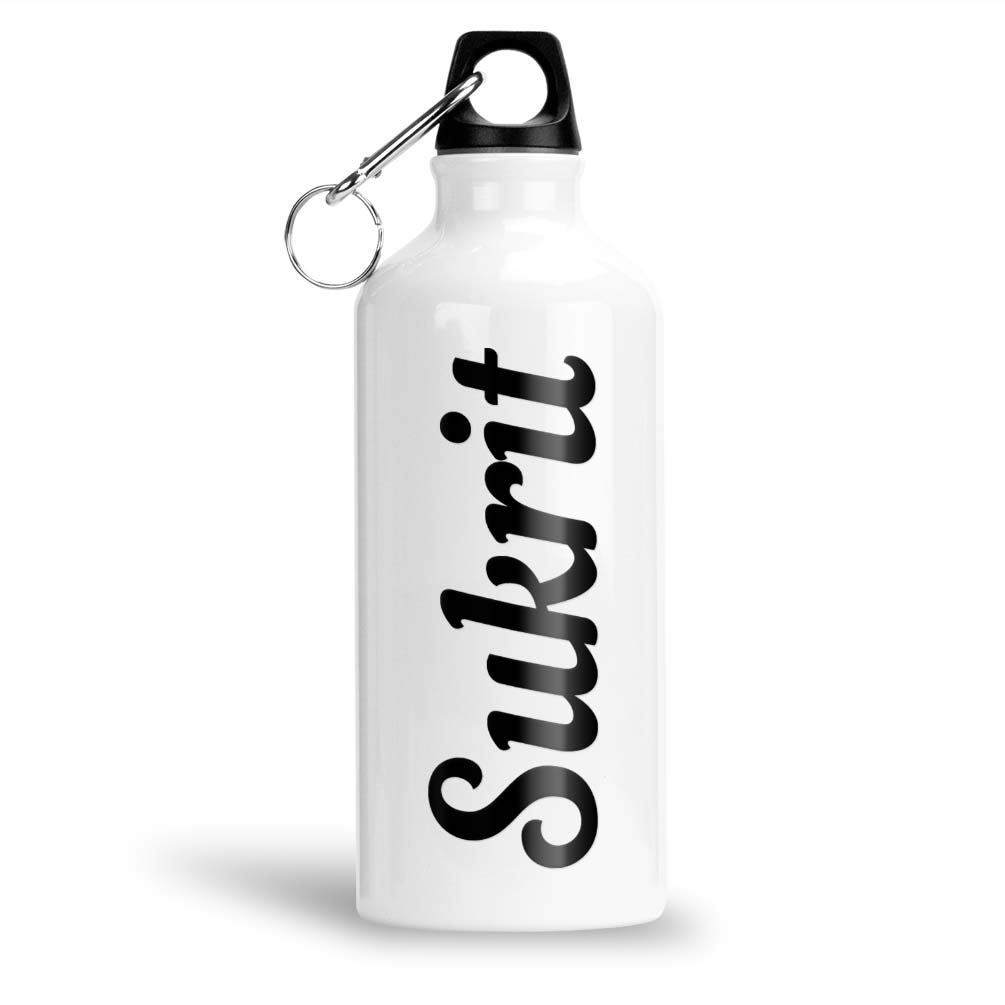 FurnishFantasy Personalised Aluminium White Sipper Bottle 750 ml - Best Personalized Gift for Happy Birthday, Return Gift, Name - Sukrit