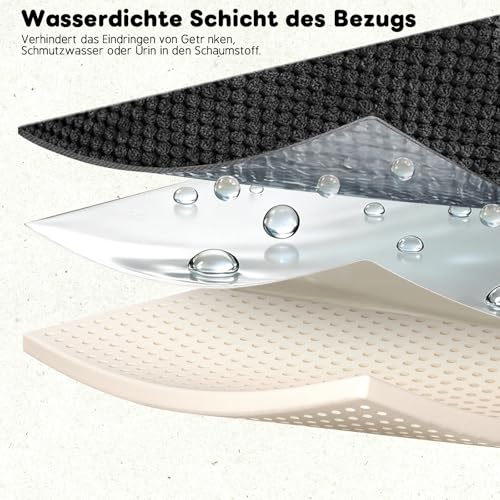 Thihome Hundetreppe für Kleine Hunde, Haustiertreppe 3 Stufen, Hochdichtem Schwamm Hundetreppen 40cm Hoch, Hunde Treppe mit Waschbarem Bezug, Rutschfestem Hunderampe für Bett & Sofa, Schwarz