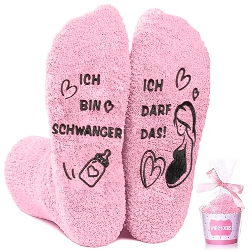 Szhhrxi Geschenk für Werdende Mutter Socken, Socken für Schwangere, Schwangerschaft Geschenk für Mutter, Geschenk für Schwangere Freundin Frauen, Schwangerschaft Verkünden Ideen