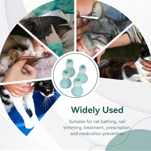 4 Stück Katzenstiefel, Kratzfeste Silikon-Katzenschuhe, Katzenpfotenschutz, Nagelabdeckung Krallenschutz Pfotenschuhe Für Katzen Zuhause, Baden, Pflegen, Rasieren, überprüfung, Behandlung(Grün)