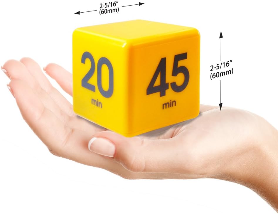 Datexx The Miracle TimeCube Timer, 5, 10, 20 and 45 Minutes, for Time Management, Kitchen Timer, Kids Timer, Workout Timer, Yellow