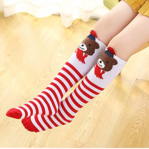 Kids Girls Knee High Socks Cartoon Animal Print Elastic Funny Tube Warm Socks Long Boot Stocking Gift 3-12 Years3