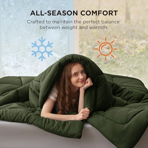 Image of Bedsure Comforter Duvet Insert - Quilted Comforters Full Size, All Season Duvet, Down Alternative Bedding, with 8 Tabs, Gifts for Women /Men, Olive Green, Full 86 x 82 Inches