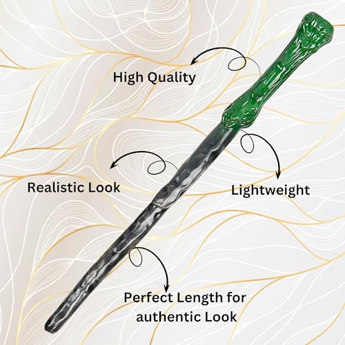 Image of WANNA PARTY WP Vinyl Harry Potter Tricks Wand, Harry Potter Costume Wand for Kids, 1 Pcs, Dark Green