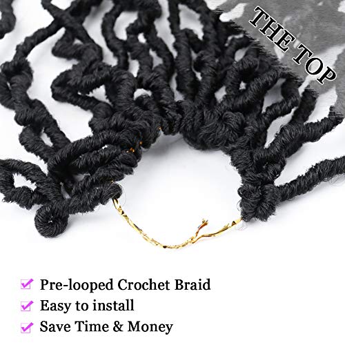 Violet 18 Inch New Faux Locs Crochet Hair Soft Locs Crochet Hair Natural Faux Braids Pre-Looped Synthetic Afro Roots Braid For Black Women (18Inch, 6Packs, 1B) #TOP3