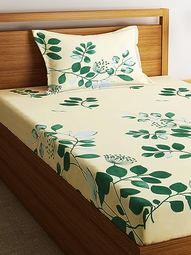 Image of Home Sizzler 144TC Nature Embrace Lush Green Double Bedsheet with 1 Pillow Cover