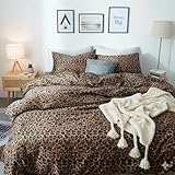 Erwinmu Duvet Cover Set Twin Size Cheetah Print Bedding Set for Girls Boys,Leopard Duvet Cover Brown with Zipper Closure and 1 Pillowcase,Dorm Comforter Duvet Cover Set