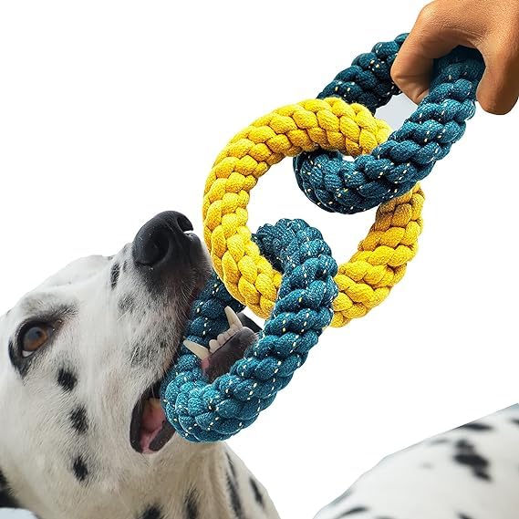 PETSWARE Attractive Dog Toys for Large Dogs & Accessories Toy for Puppies, Pets, Puppy, Medium & Adults, chew Rope Small pups for Playing & Chewing for Labrador Combo (Yellow sage (3 Rings) (B0D423XDV8) Amazon Price History, Amazon Price Tracker