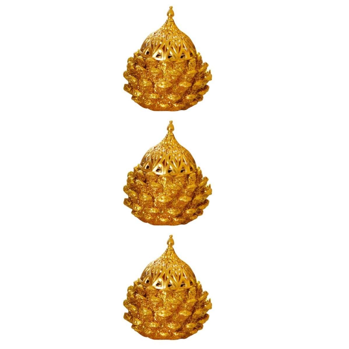 Operitacx 3 Piezas Quemador de Incienso Bakhoor Dorado de Resina, Diseño