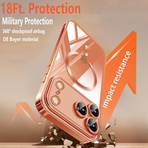 Image of Magnetic for iPhone 17 Pro Max Case with Privacy Screen Protector & Full Camera Cover,[Non-Yellowing] Shockproof Clear Phone Case Compatible with MagSafe Women Girls for iPhone 17 ProMax,Cosmic Orange