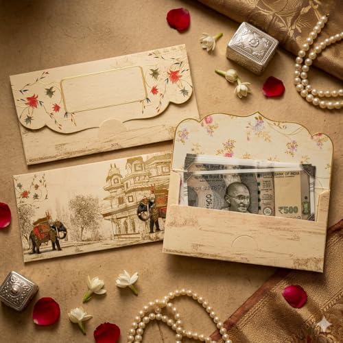 Image of Pack of 50 Colourful Designer Shagun Lifafa /Money Gift Envelope Digitally Printed for Gifting Money on Wedding, Birthday & Any Other Occasion D-029