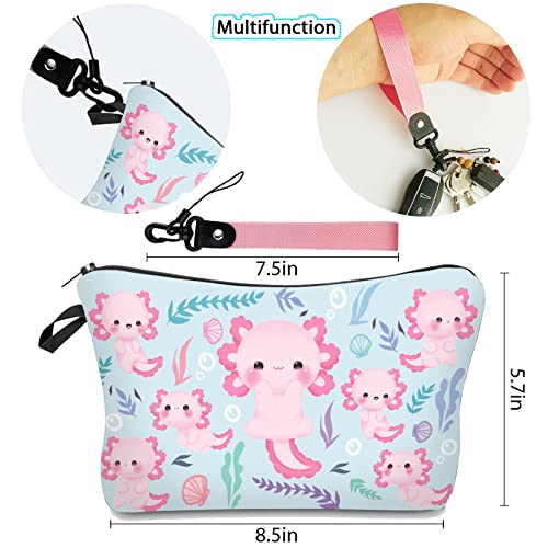 Giancomics Small Makeup Bag For Purse Women, Mini Cosmetic Bag With Wrist Strap For Girls, Small Toiletry Bag Travel Pouch Pencil Case, Cute Axolotl Stickers Gifts #TOP4