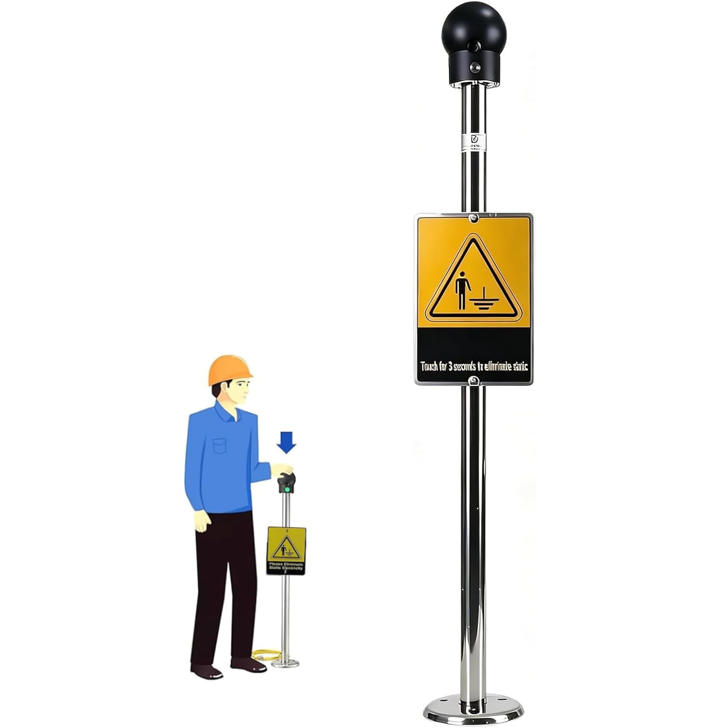 OSPSHPG Human Body Static Elimination Releaser, Industrial Explosion-proof Touch Static Discharge Ball, with Sound and Light Alarm, Touch Design, Quickly Discharge Static Electricity, for Workshops