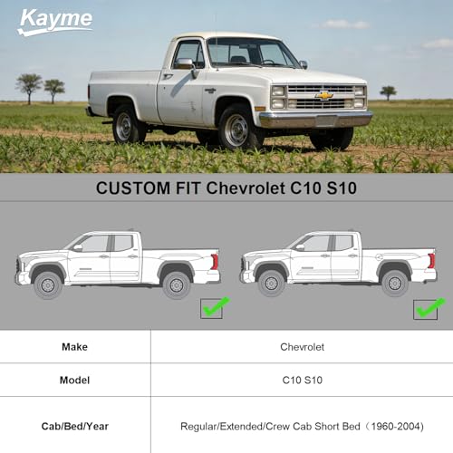 Image of Kayme Truck Cover Custom Fit Chevy C10 Regular /Extended /Crew Cab SB(1960-1995) /S10 (1994-2004). Full Exterior Heavy Duty Outdoor Pickup Truck Car Cover Waterproof All Weather