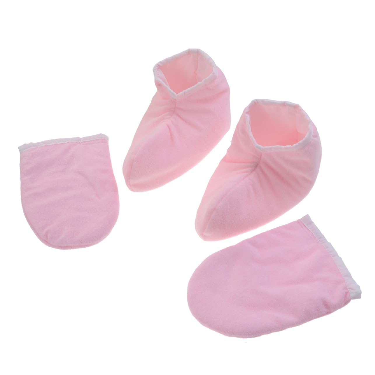 FRCOLOR 4 Paia guanto da bagno copri piedi in paraffina cappello di zucca per adulti cera di paraffina per le guanti copertura per pediluvio Terme rosa