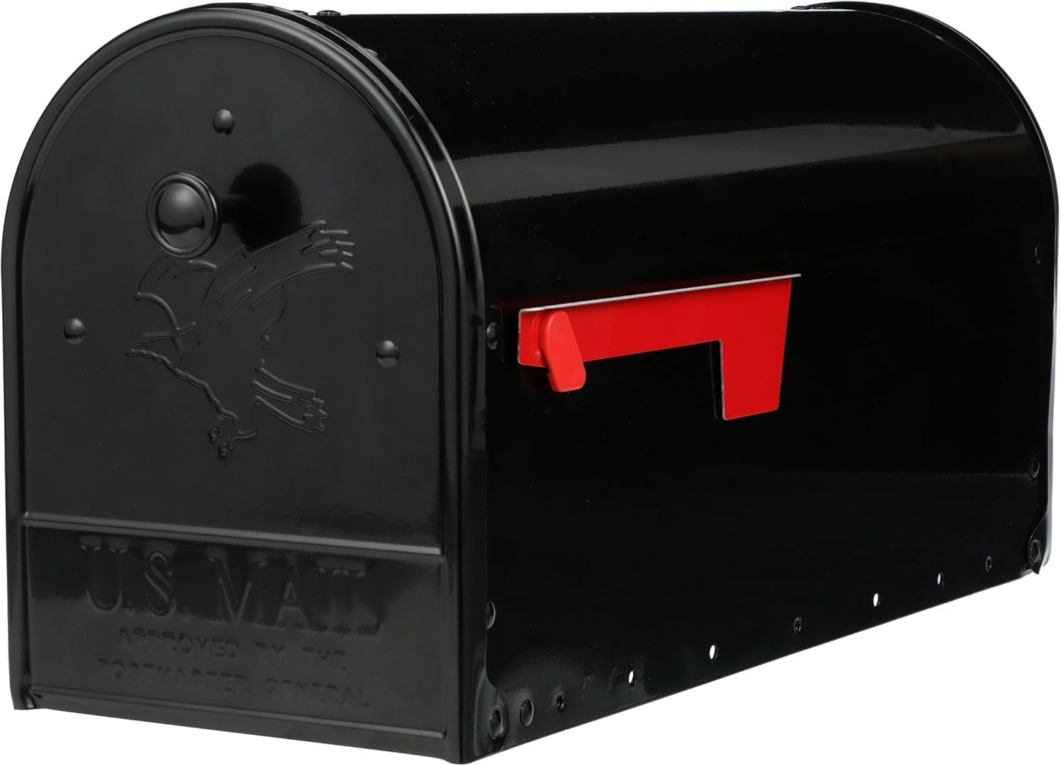 Plexon Double Door Large Mailbox, Front and Rear Access Post Mount Mail Box, Heavy Duty Galvanized Steel, Black Powder Coat Finish, Rust Resistant, Magnetic Closure, 1475 cu-in, Fits Standard Posts