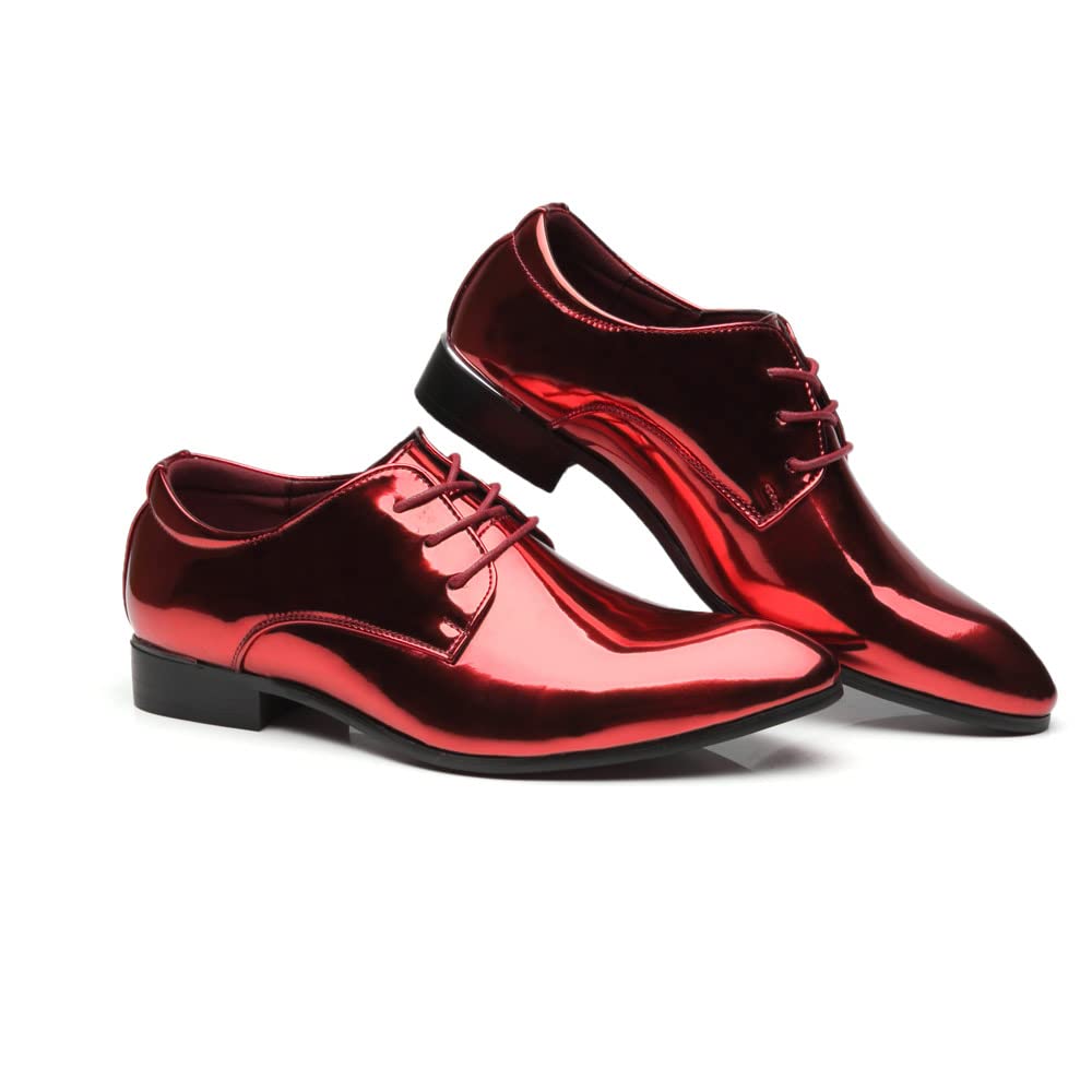 MANLADUO Chaussures en cuir brillant doré à bout pointu pour homme