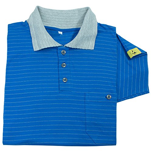 Wetec ESD-Polo-Shirt, mit grauem Kragen, S, blau Cover