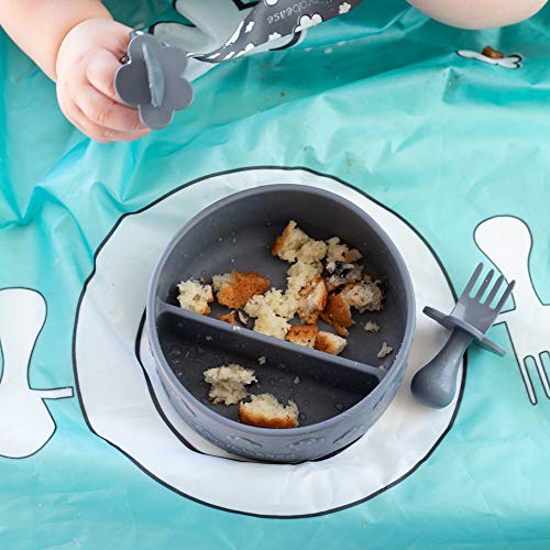 Grabease Allover Waterproof Bib For Self-Feeding Infants And Toddlers, Machine Washable, Ages 6-24 Months, Teal #TOP3
