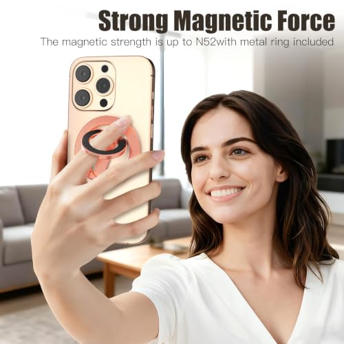 Image of Magnetic Phone Ring Grip for MagSafe Compatible with iPhone Samsung (Gold) | Dual-Sided Magnetic Cell Phone Ring Stand Holder Compatible with iPhone 17 /16 /15 /14 /13 Pro Max Plus, and Magnet Car Mounts