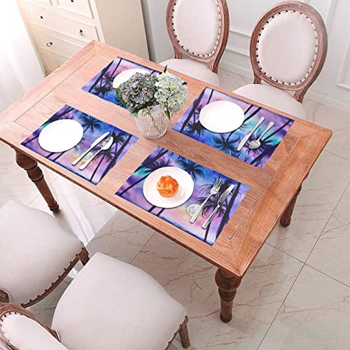 Set de table palmier anti-brûlure protège table bois lot de 4 napperons isolants