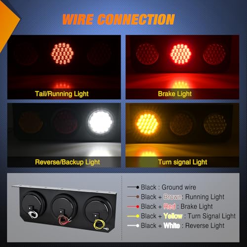 Image of Nilight Triple Tail Light 72LED 2PCS Stop Brake Turn Signals Reverse Back Up Running Lights with Iron Bracket Base IP67 Waterproof Fits Truck Trailer Camper Van RV Caravan