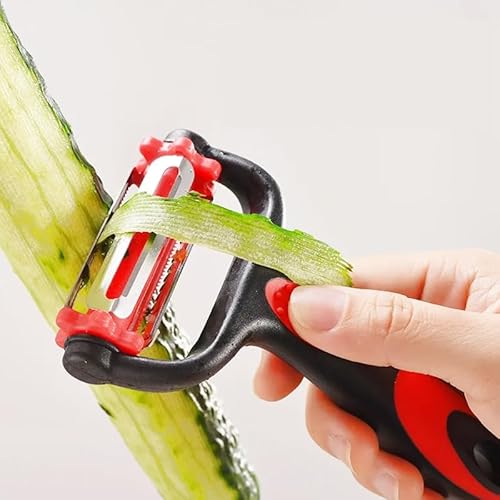 Descascador Multifuncional 3 em 1 Para Legumes e Frutas Aço Inoxidável Design Anatômico Prático e Du