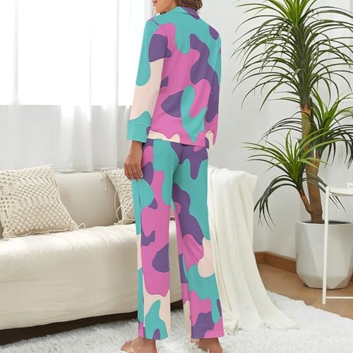 Pyjama femme ouvert devant ensemble de nuit violet confortable pour dormir - 3