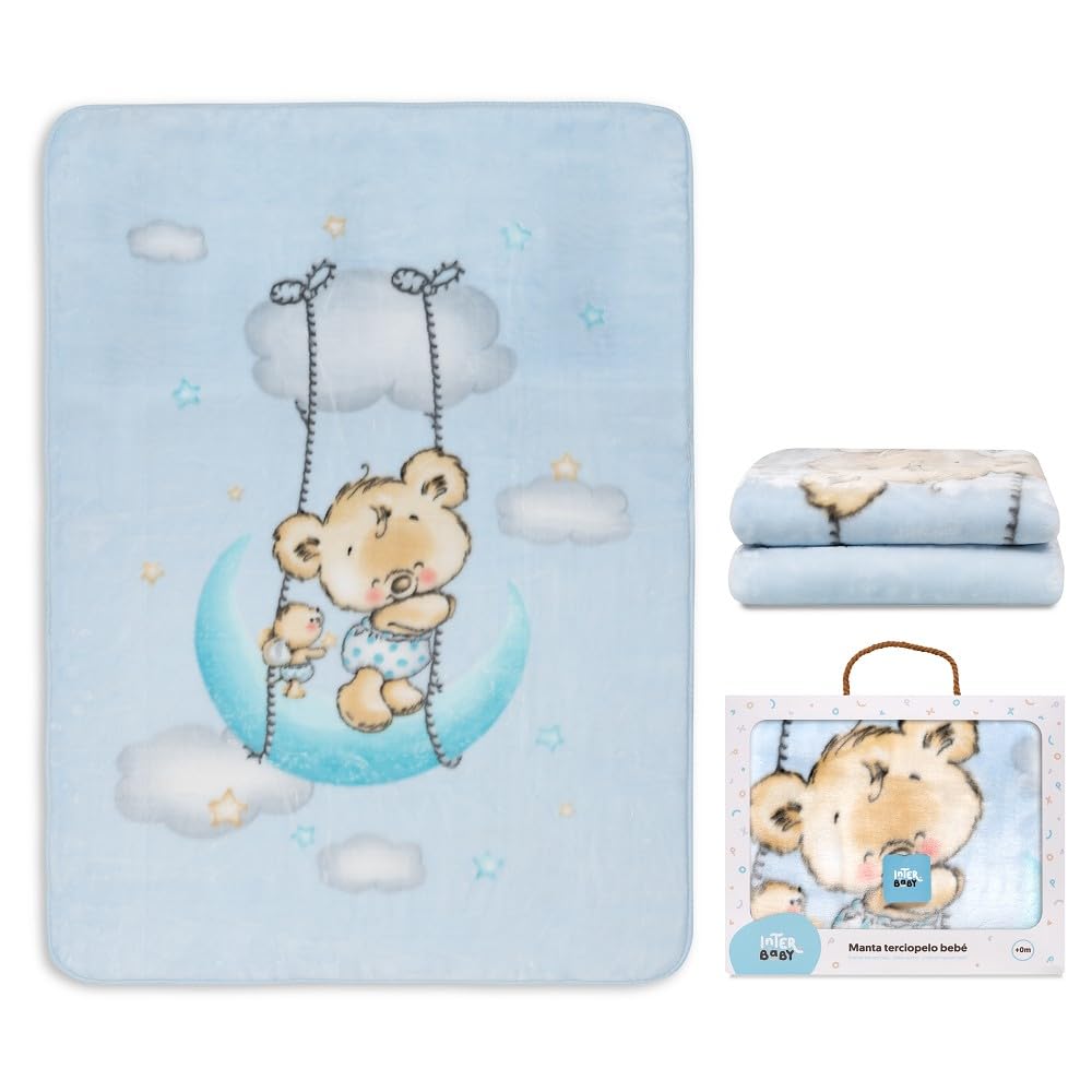 Interbaby - Manta Bebe Recien Nacido | Mantita Bebe 100% Poliéster, Terciopelo, Suave, Cómoda, Cálida | Manta Meses Bebe 110x140cm, Unisex, para Cunas, Carritos | Universo Beige