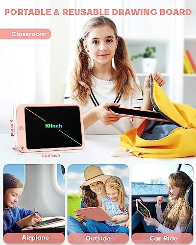 bravokids Kids Toys LCD Writing Tablet, 10 Inch Drawing Tablet Doodle Board, Writing Board Drawing Board, Toddler Toys for 3 4 5 6 7 8 Years Old Girls Boys (Pink) 3 51flJtzvMQL. AC