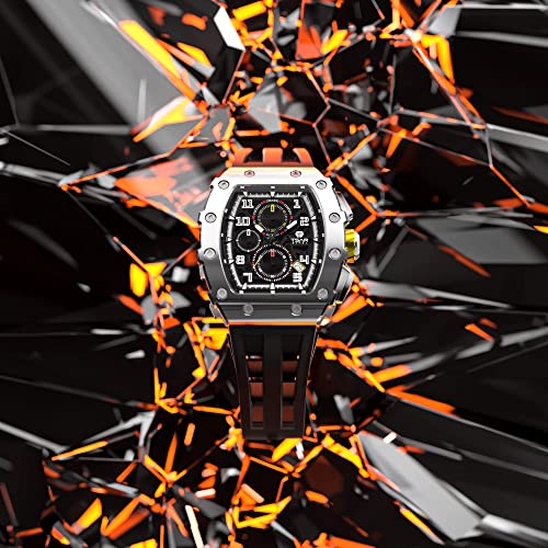 Image of TSAR BOMBA Men's Luxury Quartz Watch, Luminous Dial 5ATM Water Resistance Silicone Strap Men's Wristwatch Ideal Gift for Men