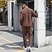 FZNHQL Men's Outfits Track Suit 2 Piece Long Sleeves Sets Fashion Leisurewear Activewear Set Sweatsuit for Men Party Vacation Tracksuit Outfit Coffee X-Large