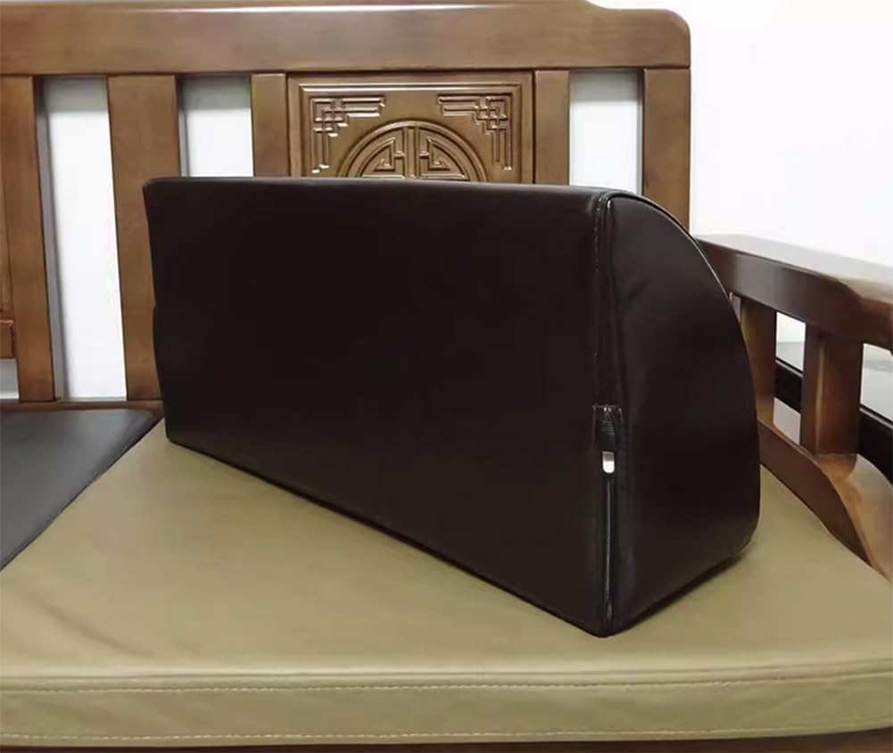 Artificial Leather Sofa Lumbar Pillows Sponge Office Chair Waist Cushion Couch Lumbar Back Cushions Rest Reading Pillow (Black, 60×18×28cm/23.6"×7.09"×11.02")
