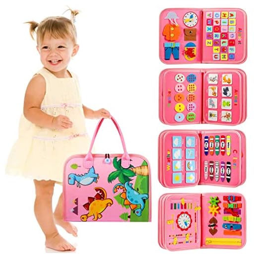Winblo Toddler Busy Board - Montessori Toys for 1-3 Year Old Girl Birthday Gift, Educational Learning Sensory Busy Book for Two Year Old Girl, Airplane Car Travel Activities Toy for Kids Ages 2-4