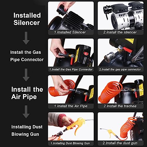 Image of HYCHIKA Portable Air Compressor | 8gal, 1.1HP, Ultra Quiet, and Efficient for Auto Repair, Tire Inflation, Spray Painting, Woodwork Nailing