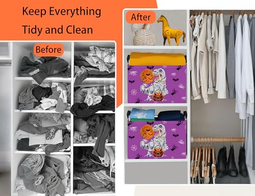 Image of Large Halloween Themed Candy Gift Boo Basket for Kids Baby Personalized Adults Storage Bin Fall Decor(Purple Dinosaur)