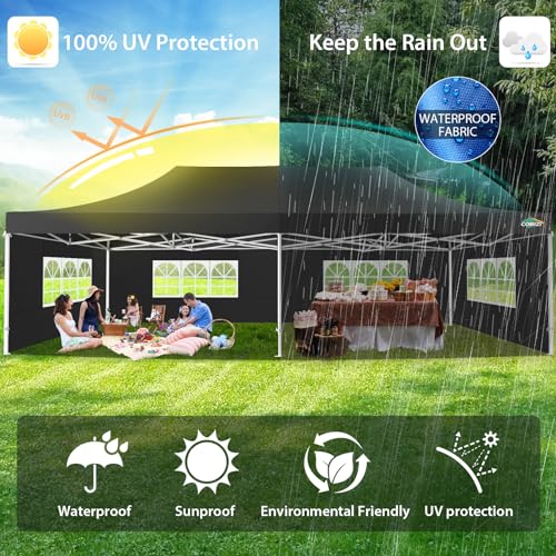 Image of COBIZI 13x26 Pop Up Canopy Tent with 8 Sidewalls,Heavy Duty Canopy,Black
