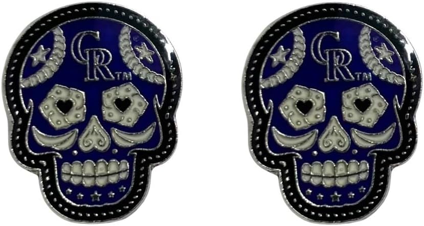 Pro Specialties Group MLB Earrings, Team Colors, One Size, Small (Sugar Skull)