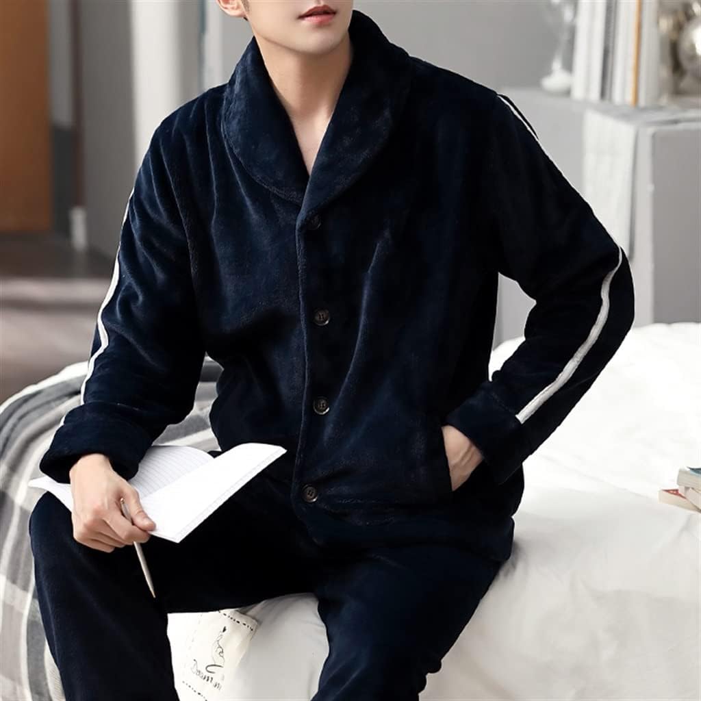 Men's Winter Thickening and Fleece Warm Autumn and Flannel Plus Size Home Clothes
