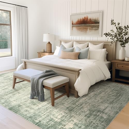 zesthome 5x7 Area Rugs, Modern Washable Rug, Non-Slip Rugs for Living Room, Stain Resistant Abstract Rugs, Ultra-Thin Indoor Area Rug 5x7, Home Decor Green Rug