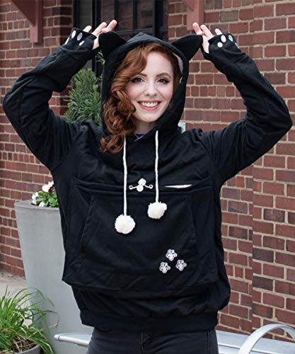 Image of ALYC Unisex Hoodies Pet Holder Cat Dog Large Pouch Carriers Pullover with Cat Printing Sweatshirt