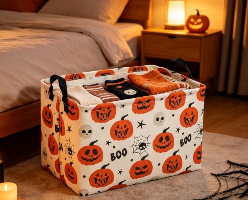 Image of Rectangle Baskets Halloween Basket Spider Storage Bin for Room Decor Gift Basket(Spider Halloween)