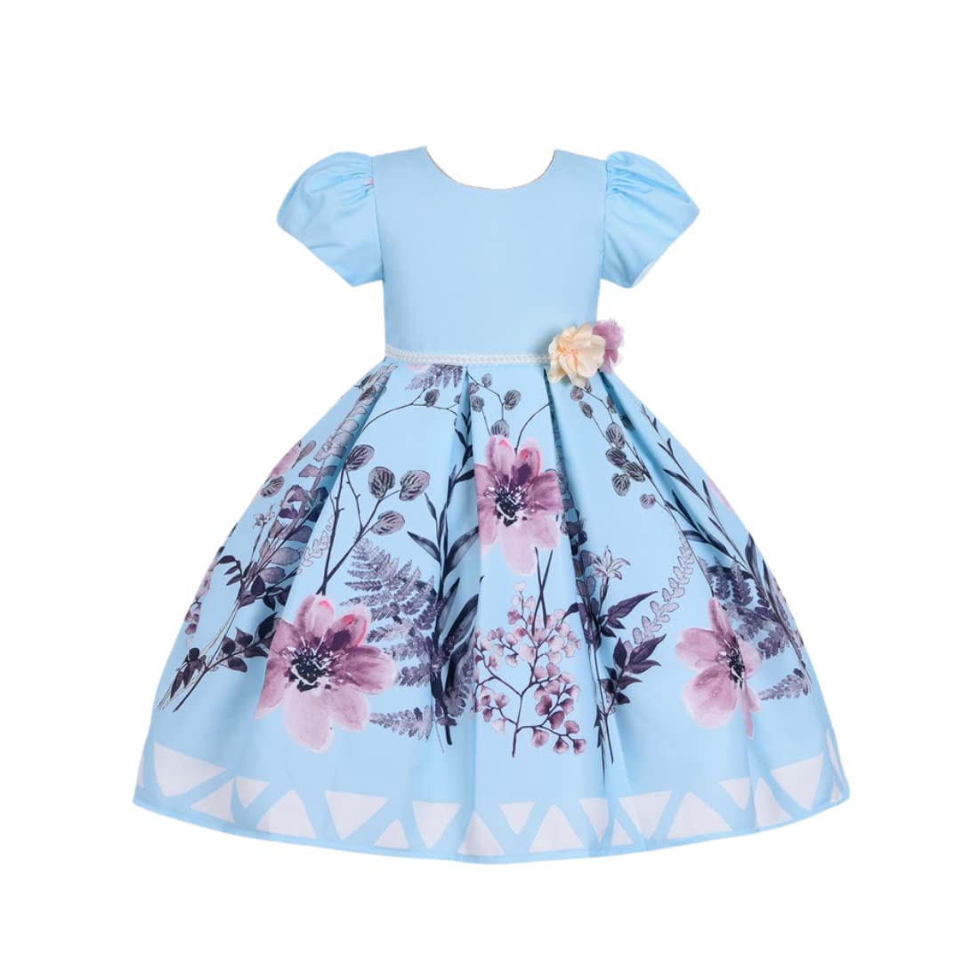 Cosplay Life Elegant Flower Dress for Girls Young Adult Fashion Bow Flower Waistline Kids Party Festival Ages 5-9 Years Old (Pink, 7yrs) — view 29