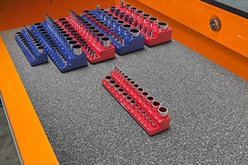 Image of Olsa Tools Magnetic Socket Organizer - 1 /4-Inch Drive SAE Socket Holder with Strong Magnets - Professional Tool Holder and Organizer - Stores up to 26 Sockets - Red - Part: 1069