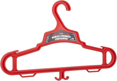 Miniatura 1 de Worlds Strongest Coat Hanger  Fabricado en Estados Unidos  Capacidad de carga de 140 lb  Percha de engranajes multiusos  Rojo (12)