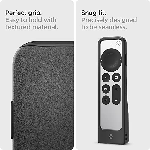 Spigen for Apple TV Siri Remote Case 4th/3rd/2nd Gen, Silicone Fit | For 2026/2022/2021, Anti-Slip, Shockproof, Compatible with AirTag, Wrist Strap, Slim, lightweight, Protective - Black - image 7