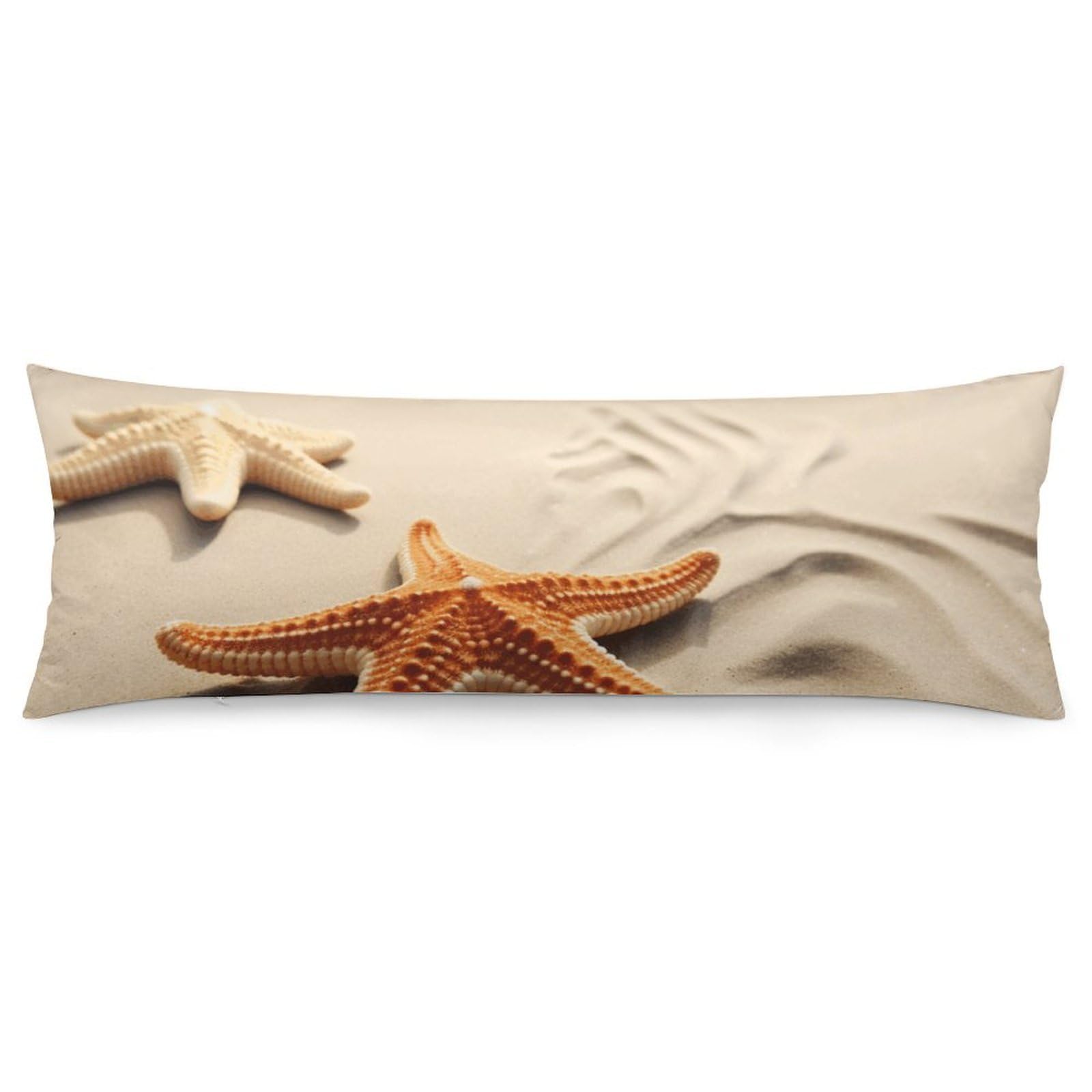 2 Pack Pillow Cases for Hair and Skin, Soft Breathable Pillow Case Covers with Hidden Zipper, Starfish on The Sand Beach Landscape Pillowcase 20"x54" Pillow Covers for Sleeping Gift