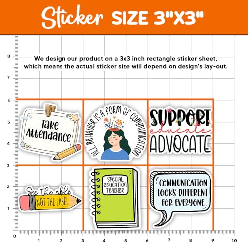 Image of MAIANEY | SPED Teacher Sticker Pack - 10PCS, 3x3 inch - Special Education Teacher Stickers, Waterproof Vinyl Inspirational Stickers for IEP, Classroom, Laptop, SPED Squad Gift for Teachers